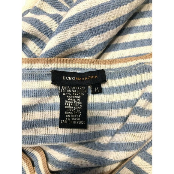 BCBGMAXAZRIA Blue/White Striped Knit Top Size: M - Picture 4 of 4